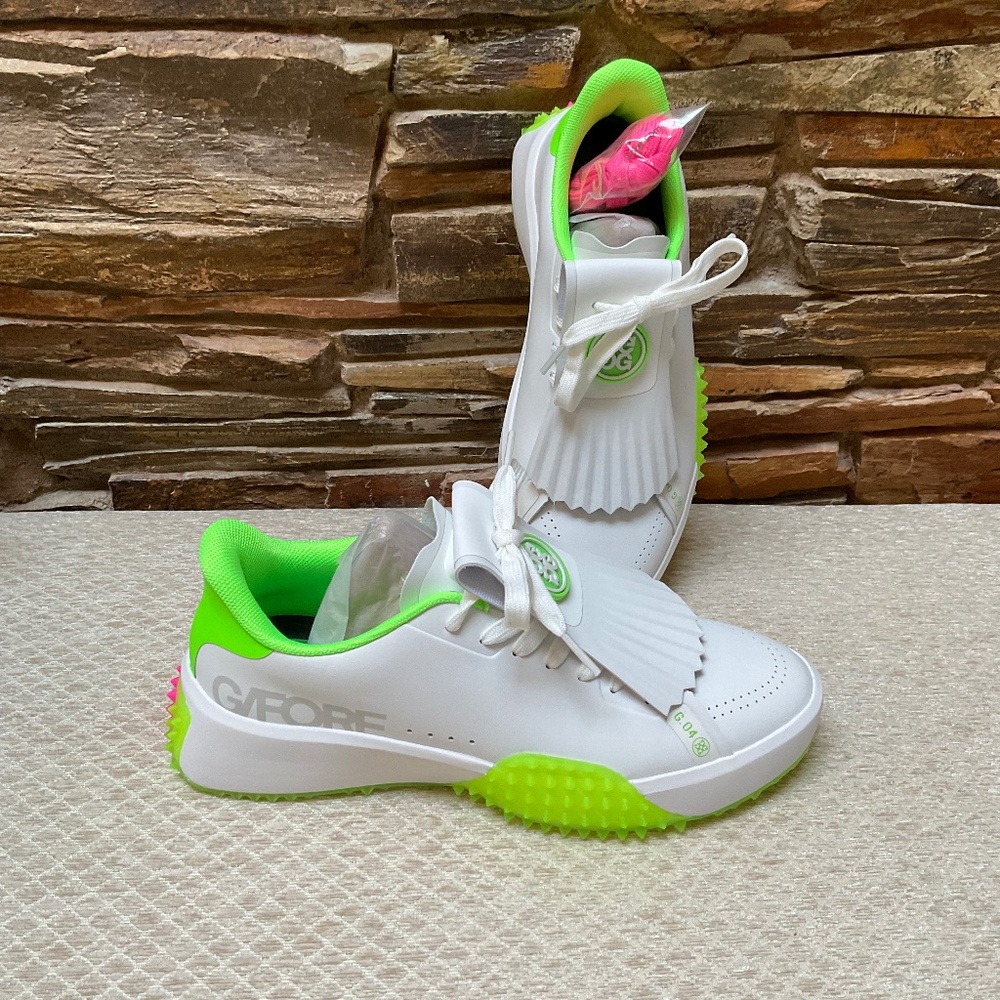 G/FORE White and Neon Green Athletic Shoes